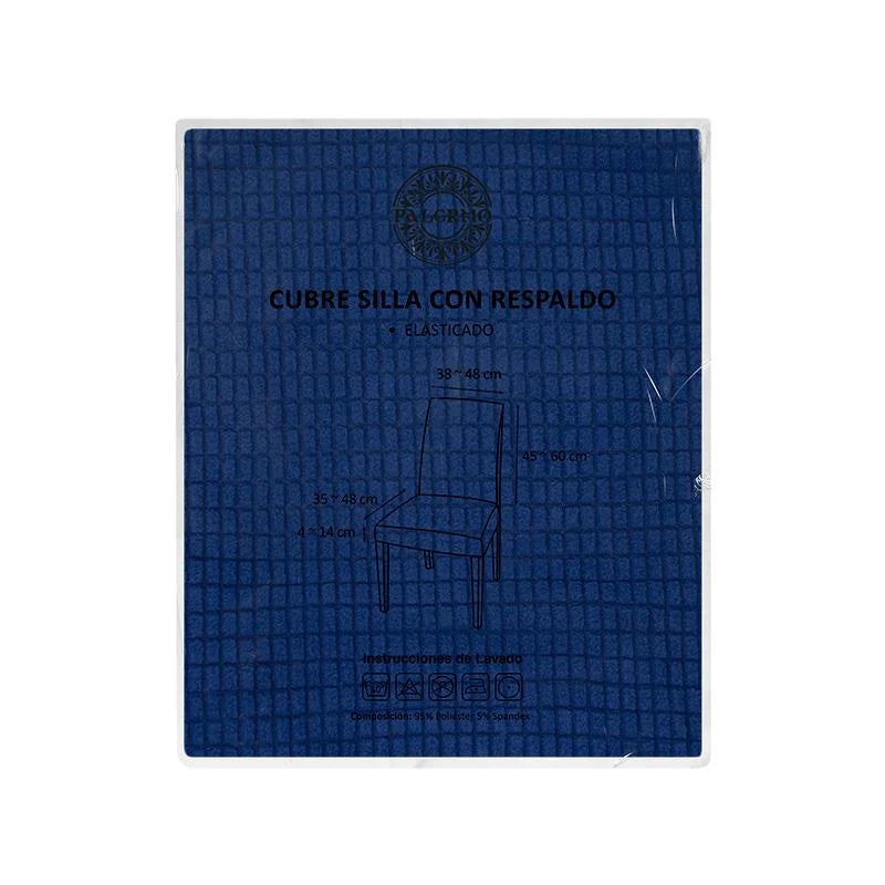 Funda Cubre Silla con Respaldo Elástica Ajuste Universal - Color Azul